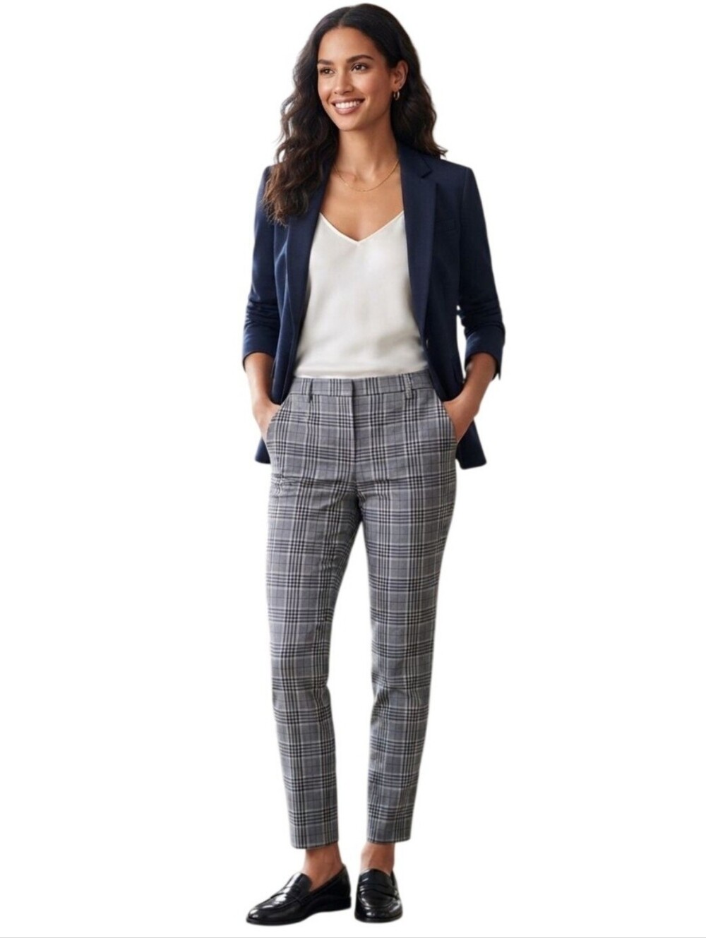 Brooks Brothers Red Fleece Glen Plaid Cotton Blend Flat Front Ankle Pants Size 4
